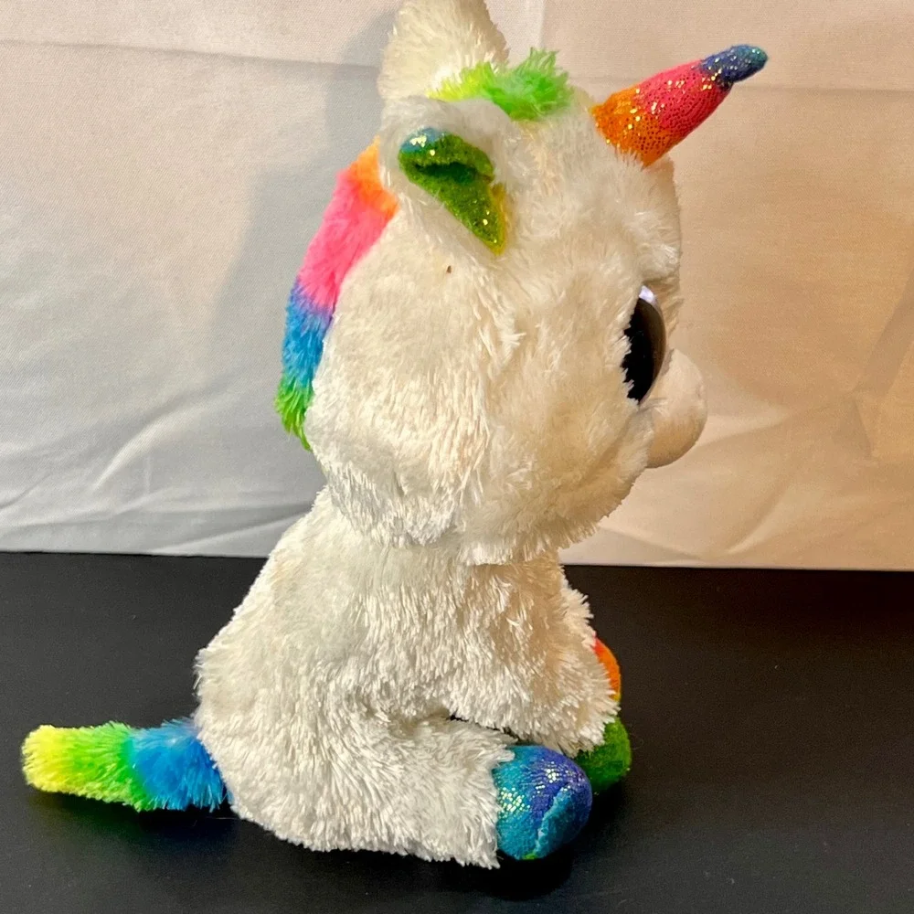 Ty Pixy Medium Unicorn Plush Kids White Rainbow‎ Excellent Glitter Eyes 36199